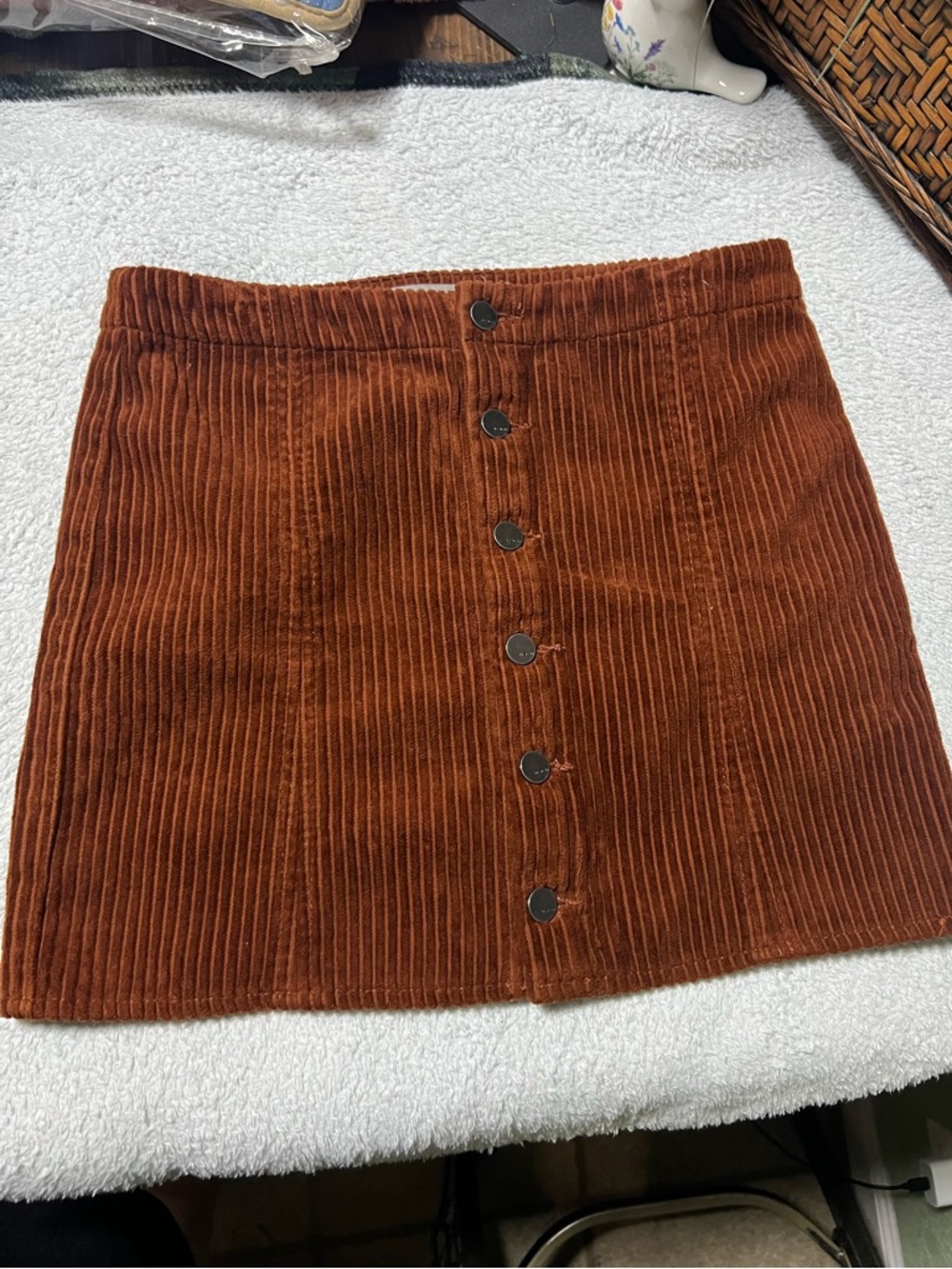 Girls Tractr Button-Front Corduroy Mini Skirt - Rust Brown